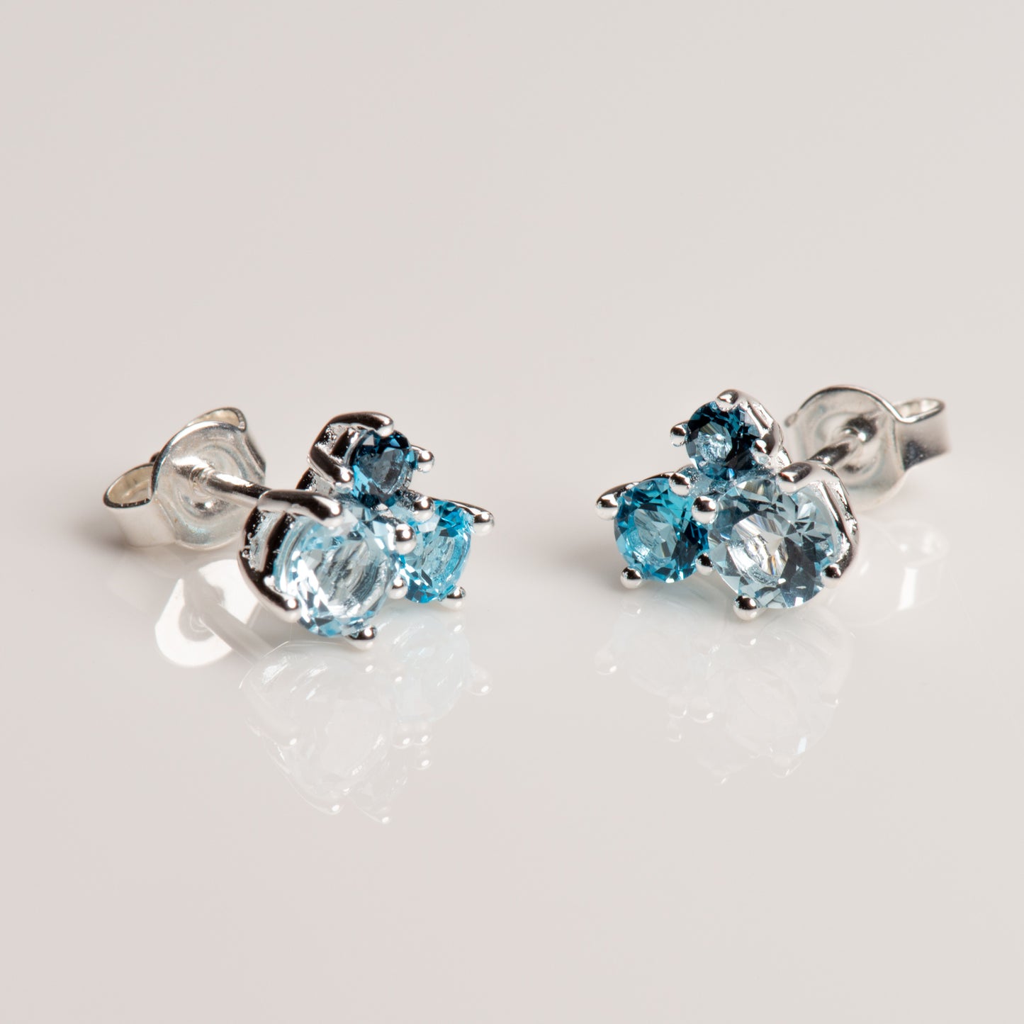 Blau Topas Ohrstecker Trio
