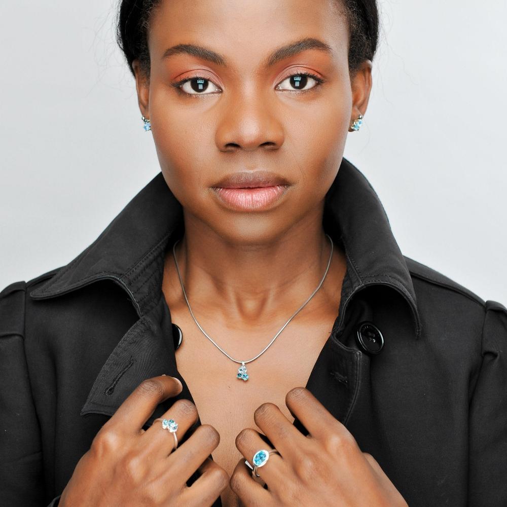 Blau Topas Anhänger Trio