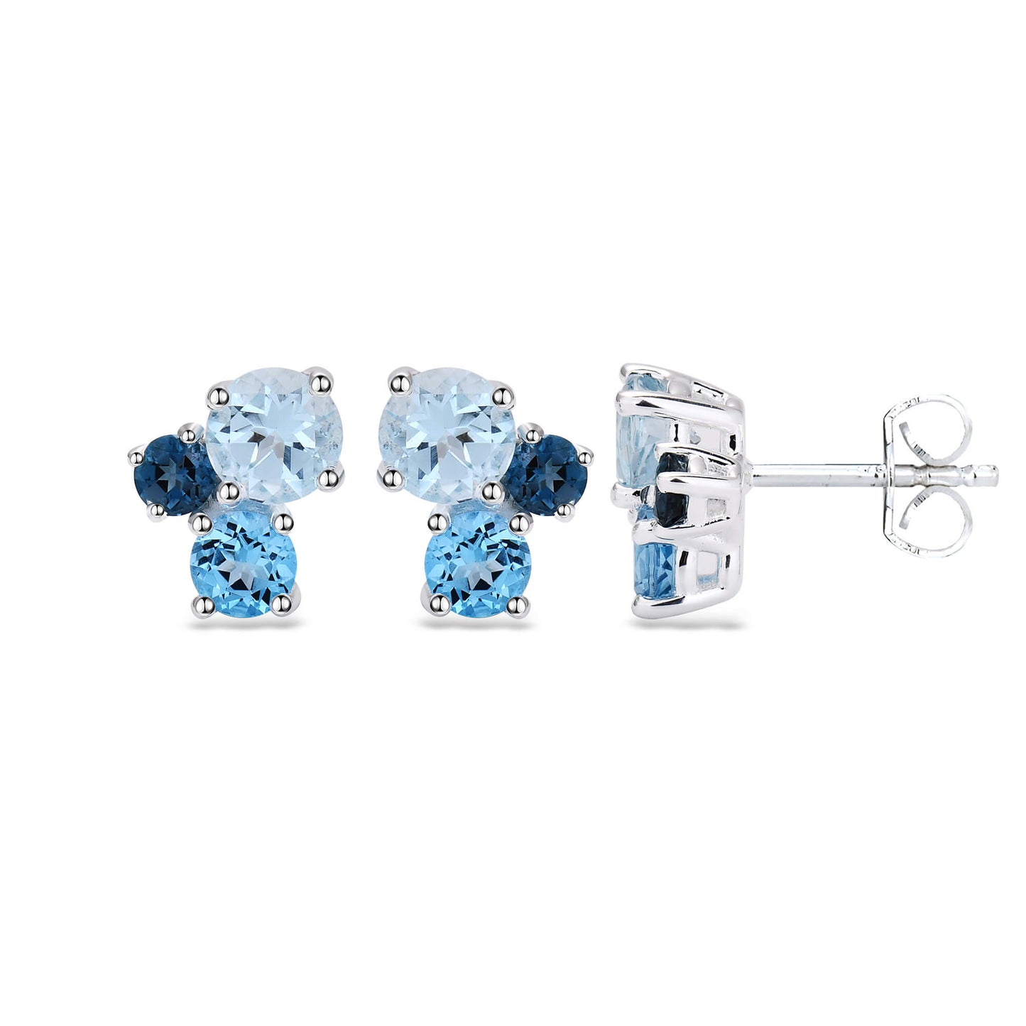 Blau Topas Ohrstecker Trio