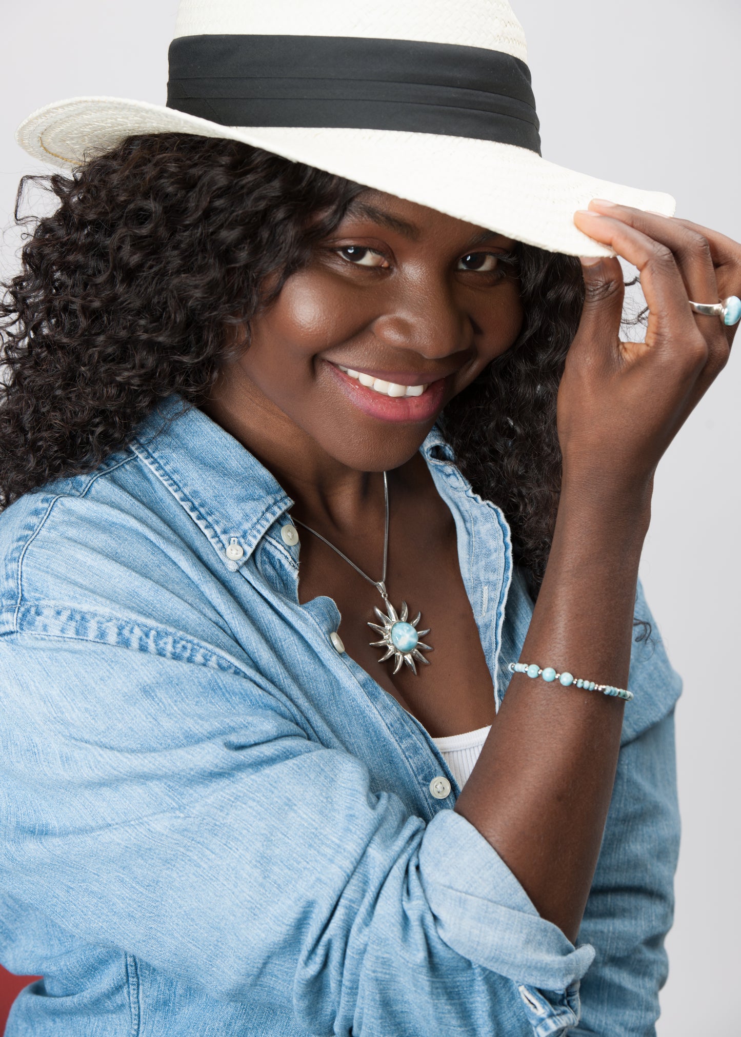 Larimar Anhänger Sonne