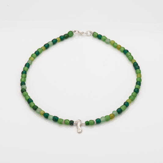 Meeresglas Collier Seepferd grün