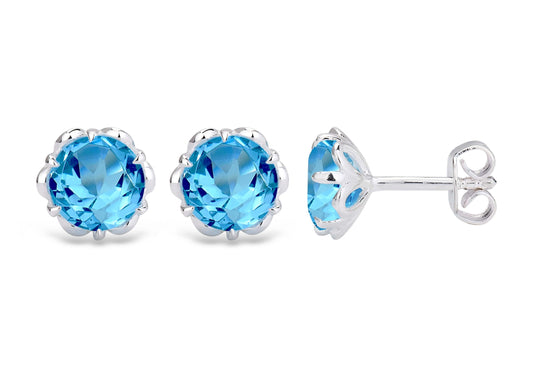 Blau Topas Ohrstecker floral