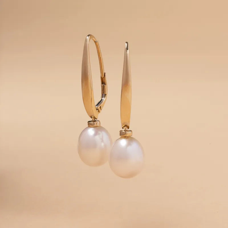 Ohrhänger lang mit Perlen 14k Gelbgold