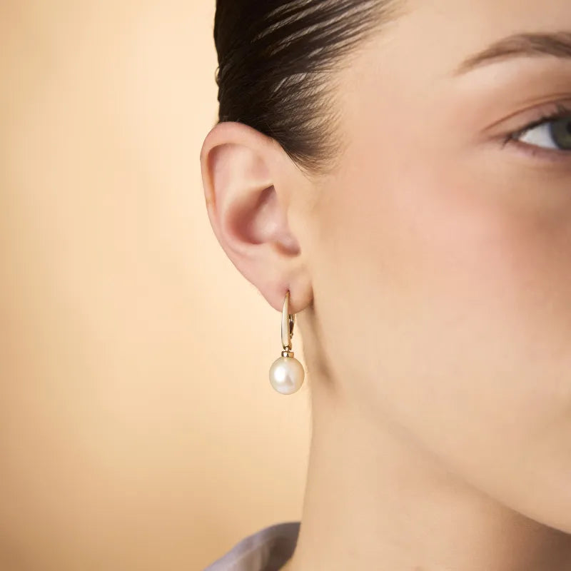 Ohrhänger mit Perle 14k Gelbgold
